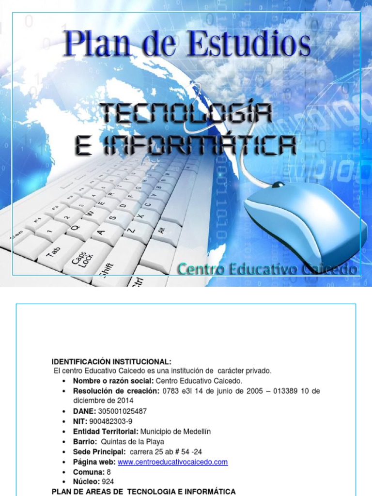 Plan de Tecnología e Informática Primaria | PDF | Evaluación | Aprendizaje