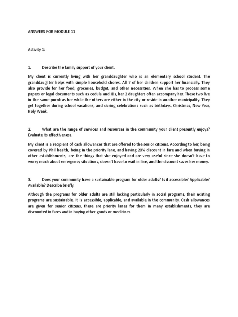 Answers For Module 11 | PDF | Self-Improvement