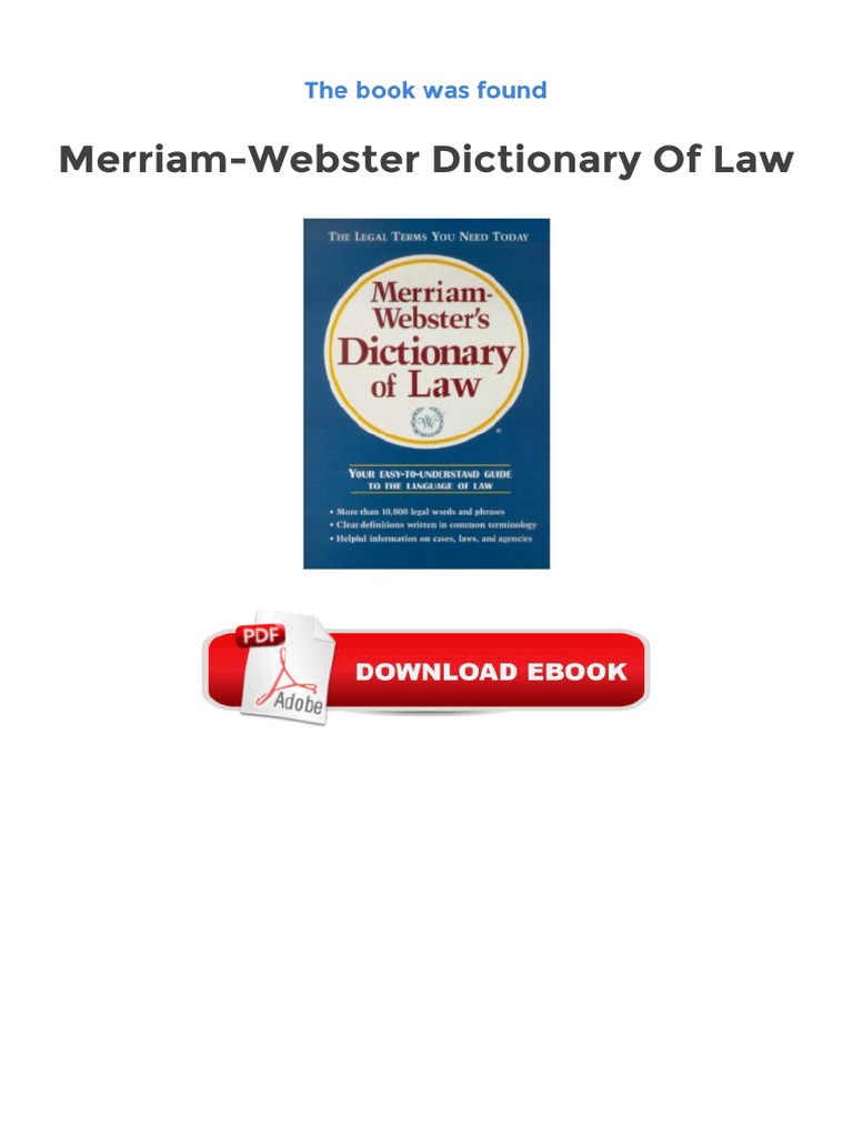 Merriamster Dictionary of Law PDF Dictionary Lexicography