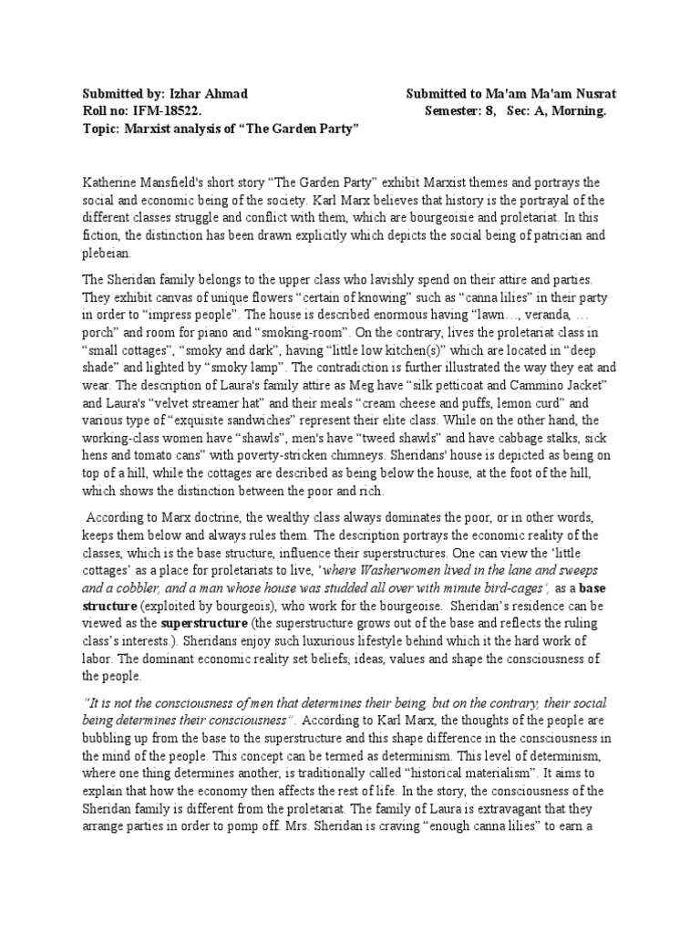 Analysis of Katherine Mansfield Short Story PDF Naturalism