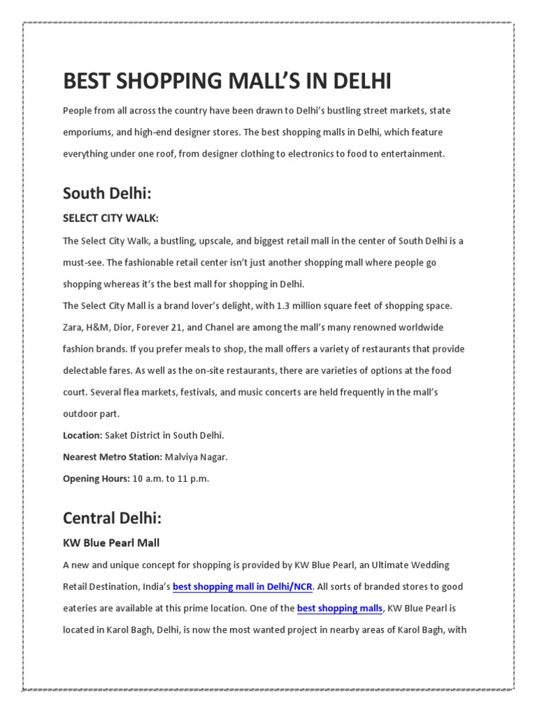 Best Shopping Mall Pdf Shopping Mall Retail