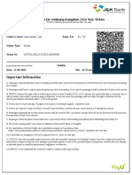 E-Ticket For Gulmarg-Kungdoor (Two Way Ticket) : Important Information