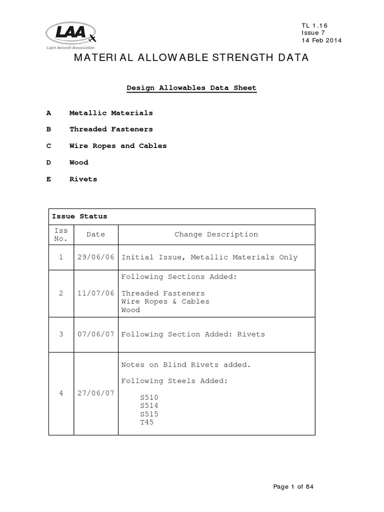 Material Allowable Strength Data | PDF | Strength Of Materials | Pascal  (Unit)
