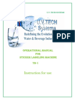 Instruction For Use: Operational Manual For Sticker Labeling Machine TB-1