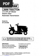 CRAFTSMAN 917273180 - Owners - Manual LT-2000 42 in DECK 17.5 HP