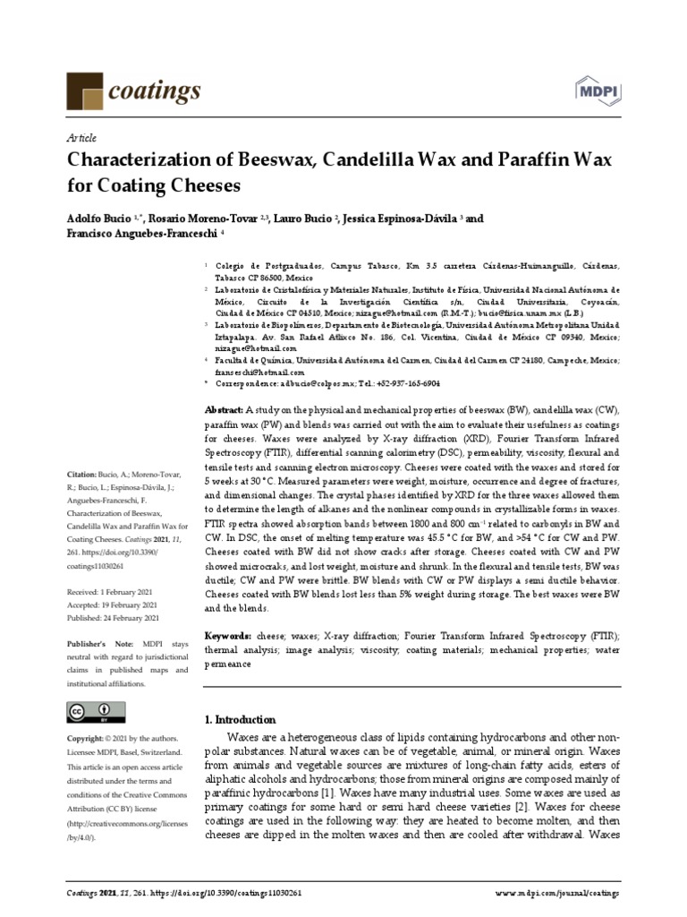 Characterization of Beeswax Candelilla Wax and Par PDF Differential Scanning Calorimetry Wax