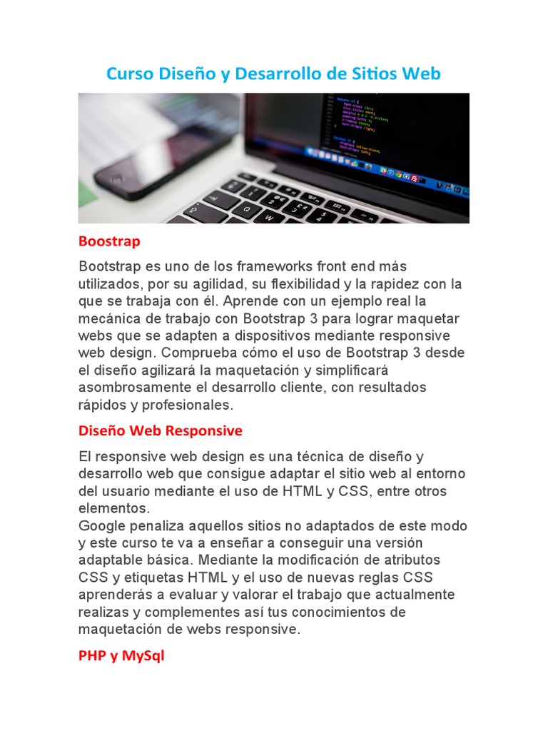 Curso Diseño y Desarrollo de Sitios Web | PDF