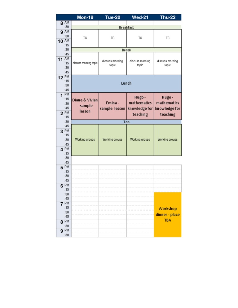Schedule | PDF | Language Arts & Discipline