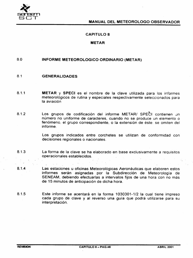 Manual Del Met. Observador (Metar) | PDF