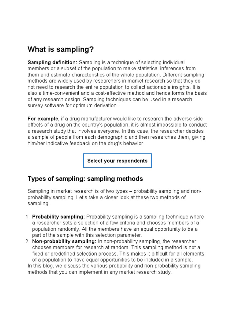 Types of Sampling PDF Sampling (Statistics) Survey Methodology