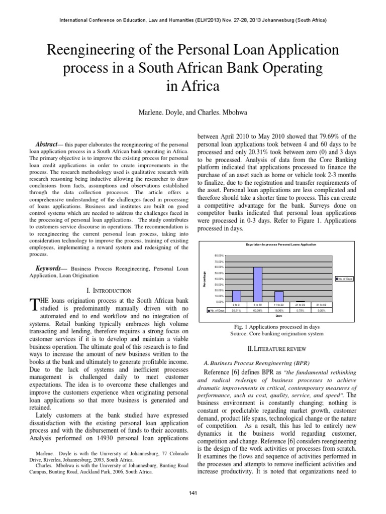 Reengineering of The Personal Loan Application Process in A South