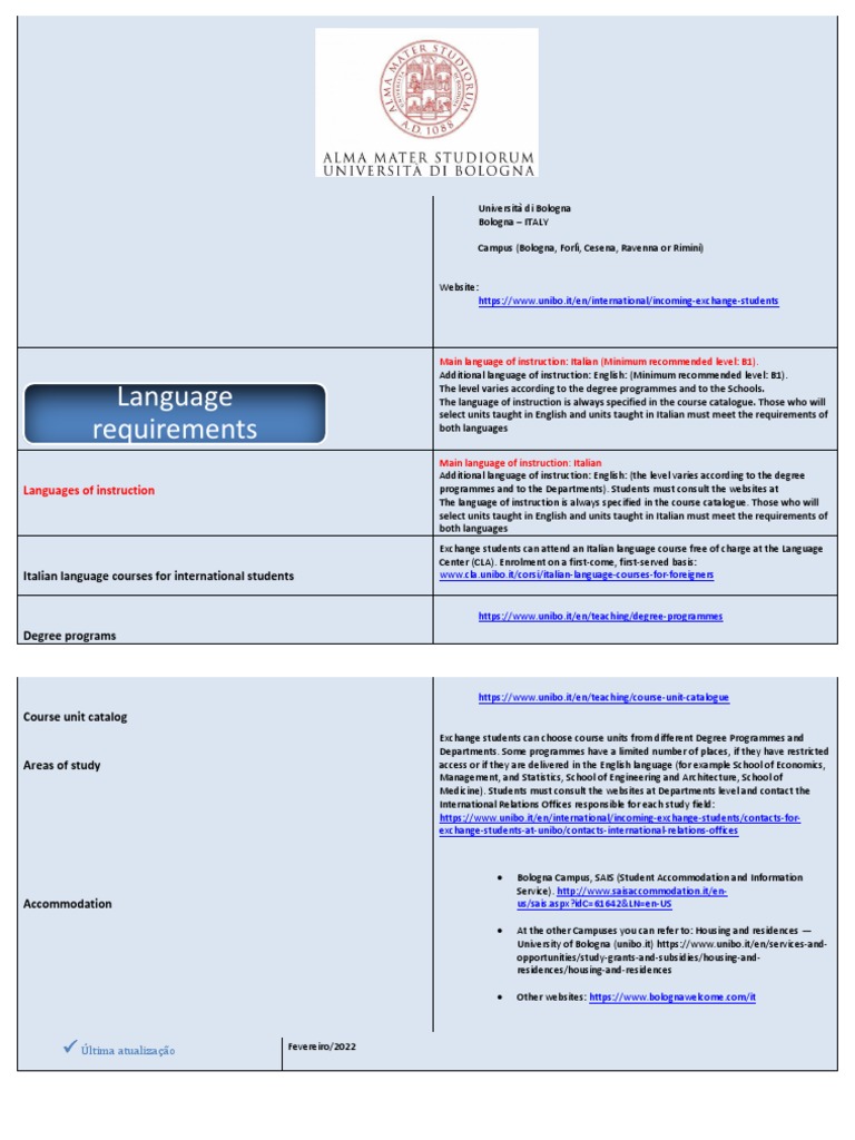 Italia Universita Di Bologna PDF Academic Degree Educational Stages