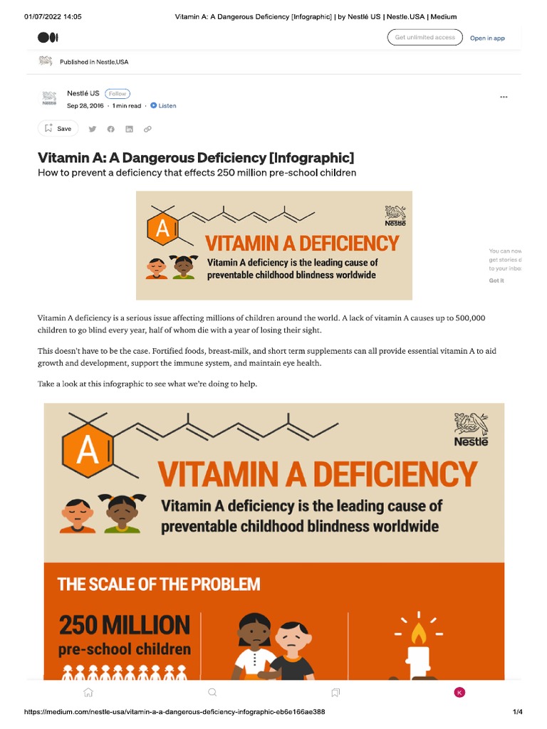 Vitamin A A Dangerous Deficiency PDF Nutrition Diet & Nutrition