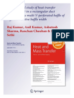 Experimental Study of Heat Transfer Enhancement in A Rectangular Duct Distributed by Multi V-Perforated Baffle of Different Relative Baffle Width