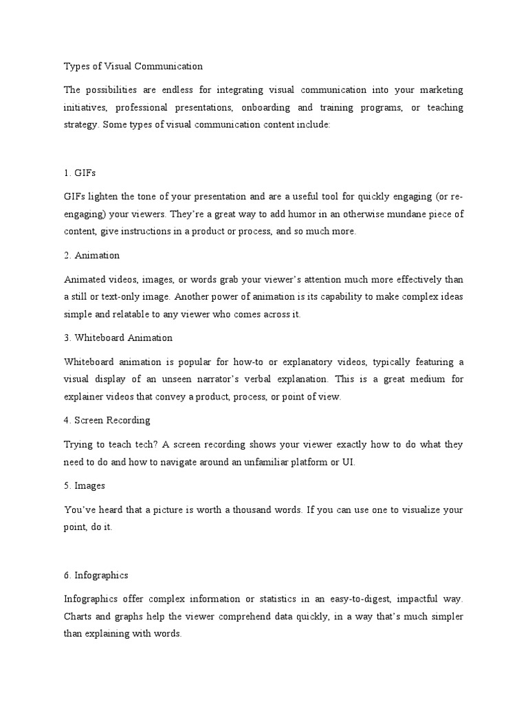 Types of Visual Communication Explained | PDF | Infographics ...
