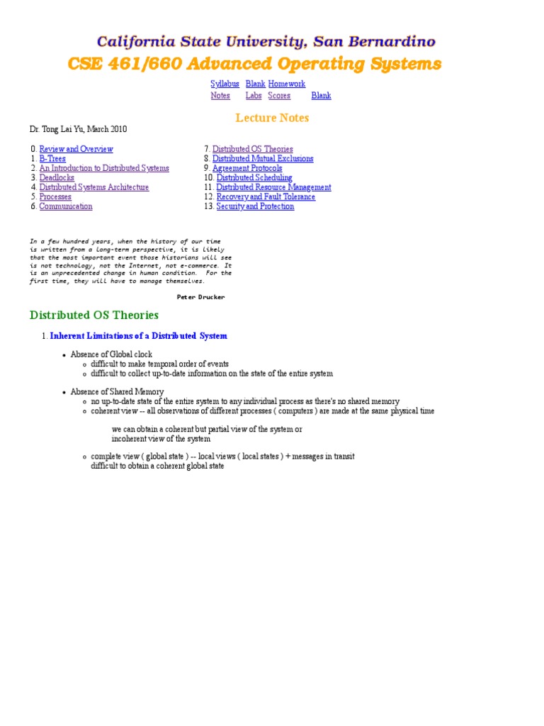 Lecture Notes Distributed OS Theories PDF Time Global Positioning System