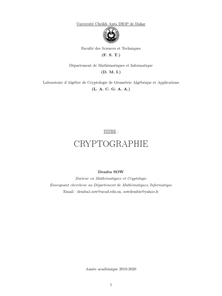 Introduction à la Cryptographie | PDF | Public-key cryptography ...