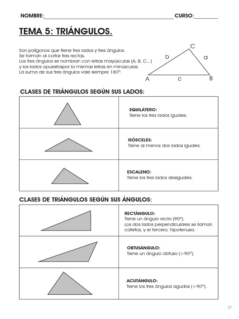 Clasificación y Ejercicios de Triángulos | PDF | Triángulo | Geometría ...