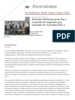 Reforma Tributaria Pone Fin A Exencion de Impuesto Por Arriendo de Viviendas DFL 2 El Mercurio - Com - Inversiones