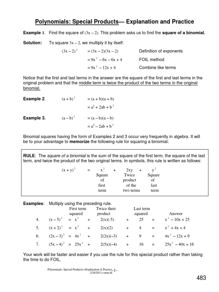 Factoring Special Polynomial Forms (Difference of Squares and The