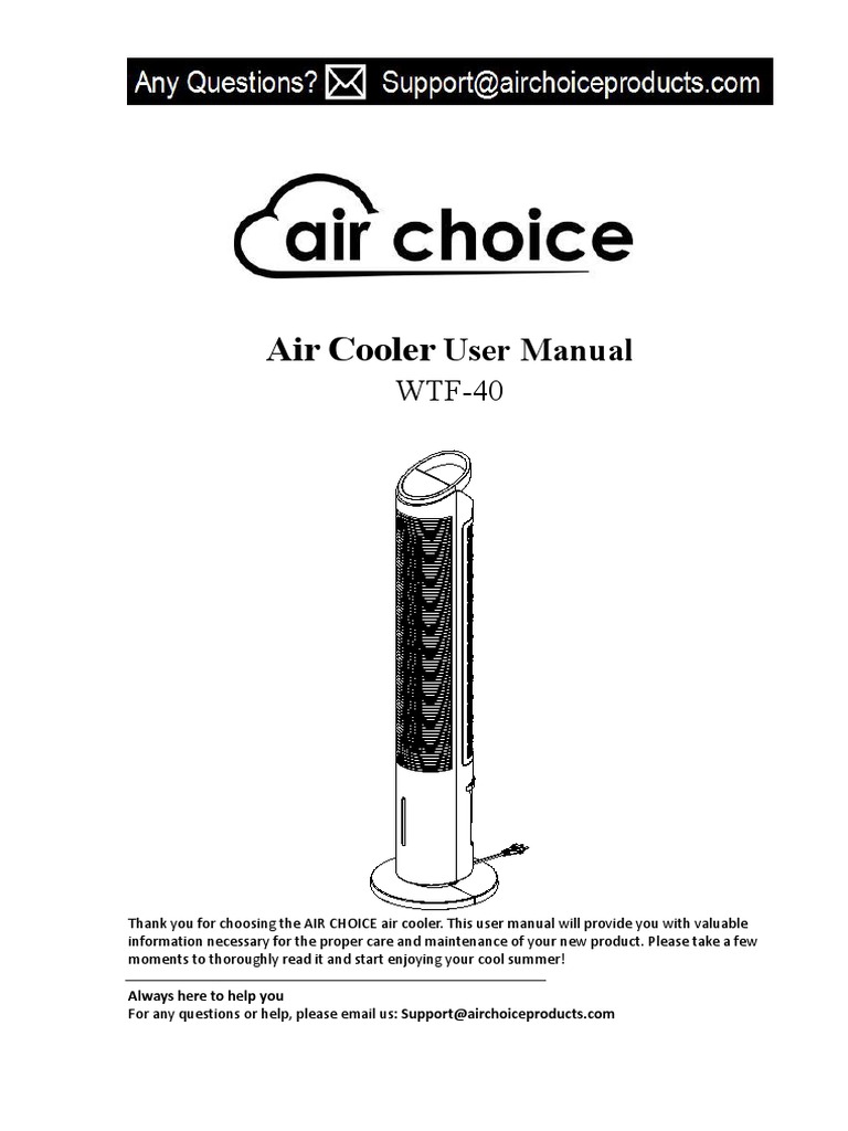 Air Cooler User Manual PDF Water Pump