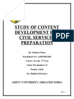Study of Content Development For Civil Services Preparation: Amity University, Greater Noida