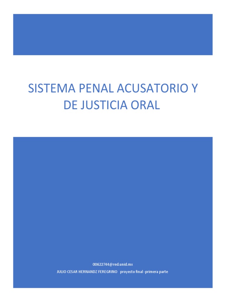 Sistema Penal Acusatorio y de Justicia Oral | PDF | Procedimiento ...