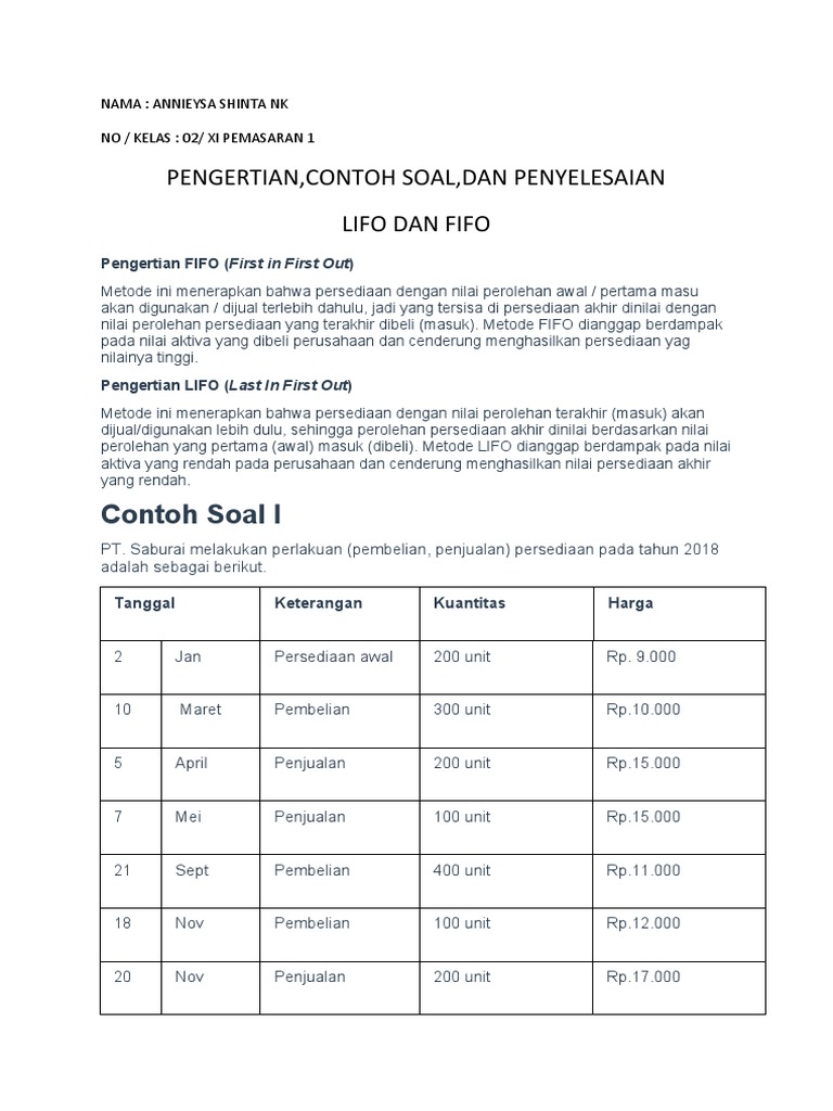Metode FIFO dan LIFO dalam Persediaan | PDF | Griya & Taman
