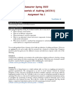 Semester Spring 2022 Fundamentals of Auditing (ACC311) Assignment No.1