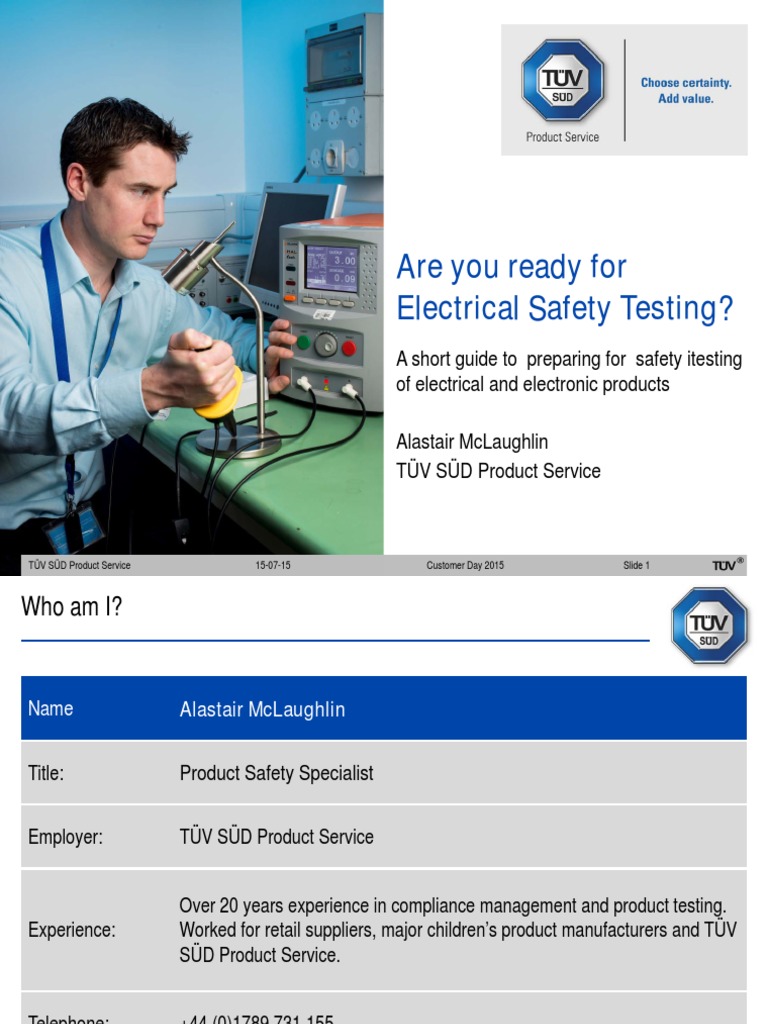 TÜV SÜD Electrical Safety Testing Guide | PDF | Safety | International ...