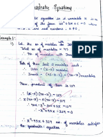 EXAMPLES AND NOTES Quadratic Equations