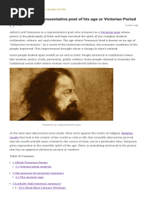 Tennyson As A Representative Poet of His Age or Victorian Period