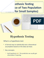 Hypothesis Testing (Difference of Two Population Means For Small Samples)