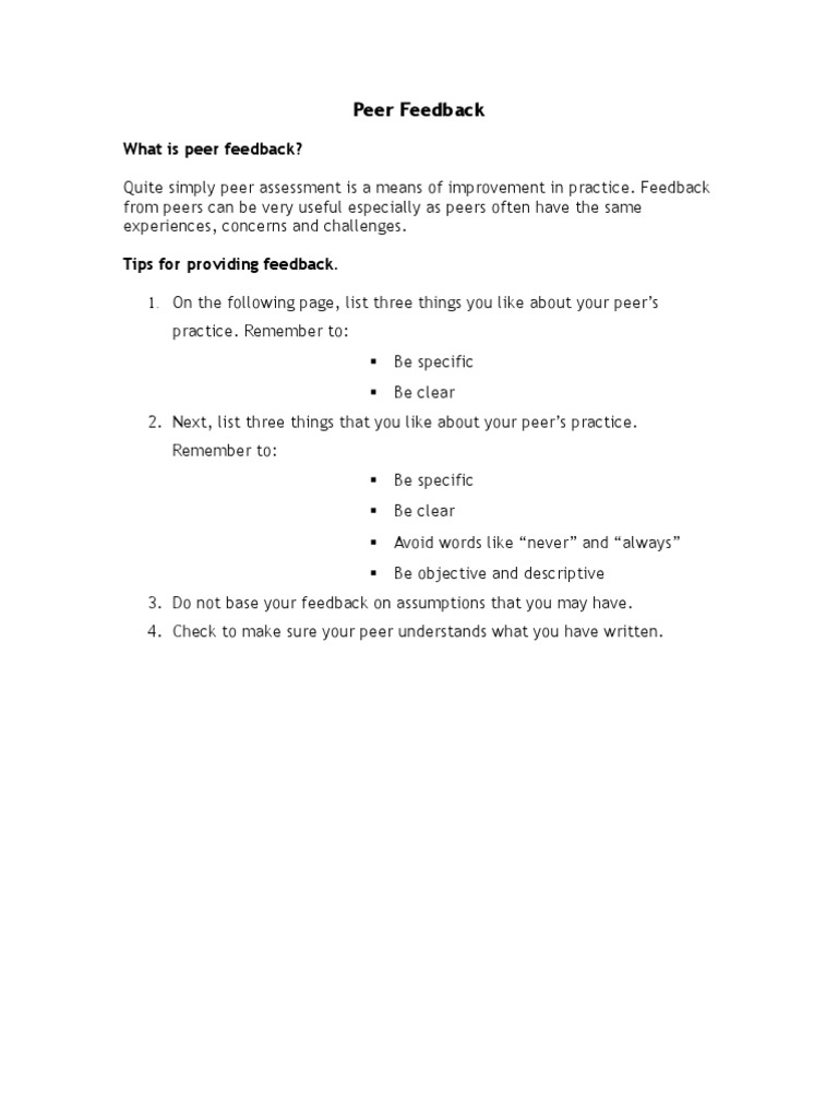 Peer Feedback | PDF | Business