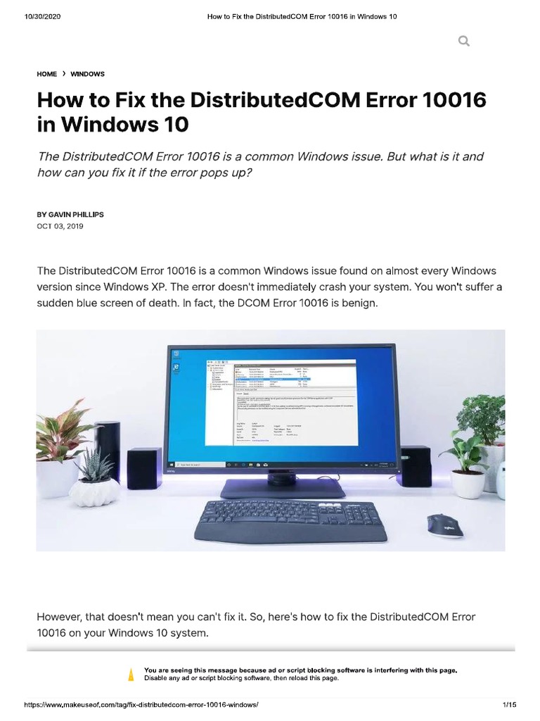 How To Fix The Error 10016 in Windows 10 PDF