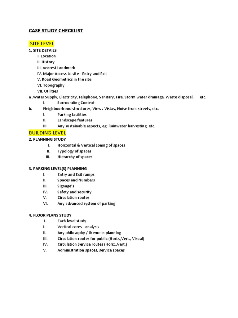 Case Study Checklist PDF Sanitation Wall