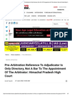 Pre-Arbitration Reference To Adjudicator Is Only Directory, Not A Bar To The Appointment of The Arbitrator - Himachal Pradesh High Court