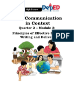 Oral Communication in Context: Quarter 2 - Module 3: Principles of Effective Speech Writing and Delivery