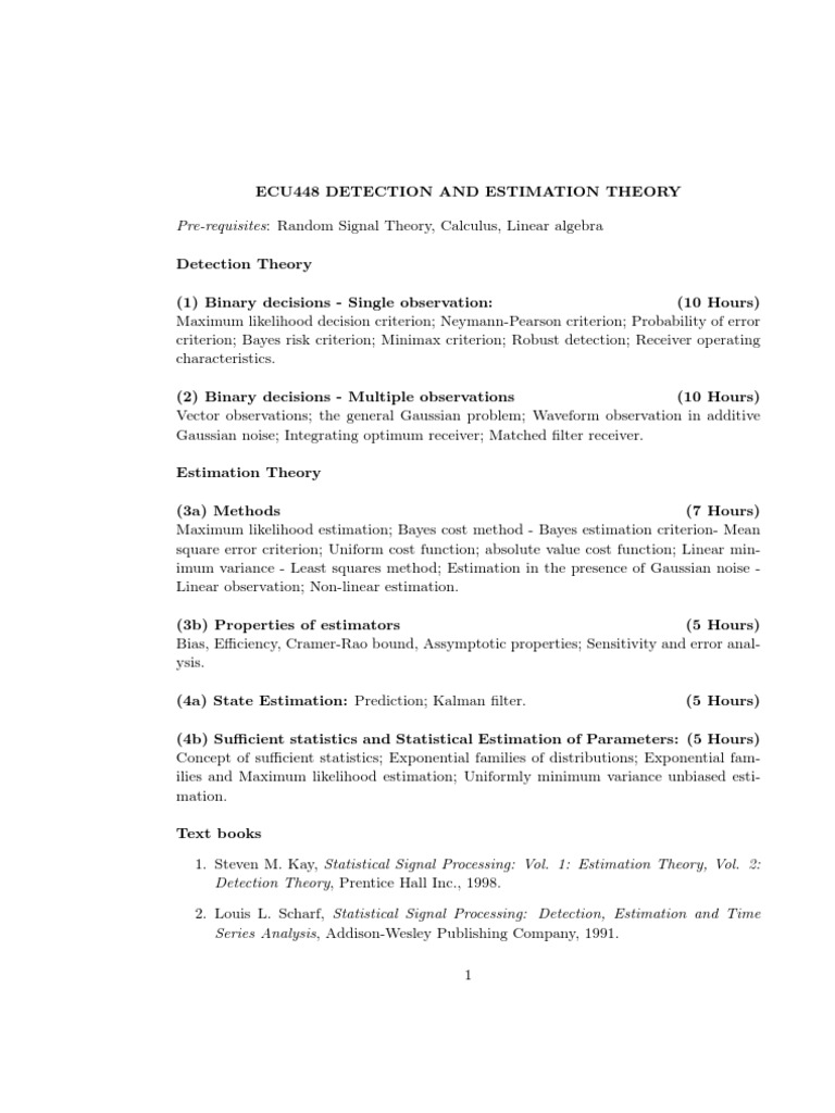 Detection and Estimation Theory Overview | PDF
