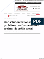 Une Solution Nationaliste Au Problème Des Financements Sociaux
