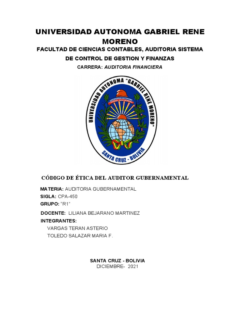 Código de Ética del Auditor Gubernamental | PDF | Contralor | Auditoría