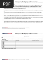 Change of Authorship Request Form - Journals: (Pre-Acceptance) Important Information. Please Read