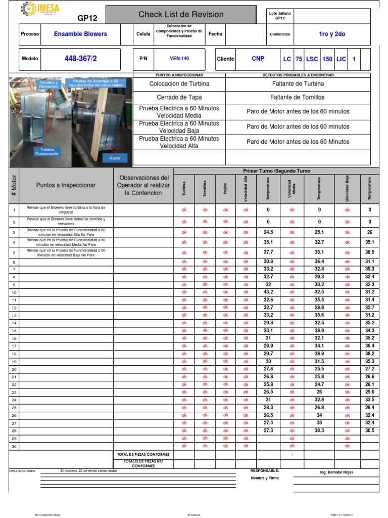 Inspección GP12: Proceso y Resultados | PDF