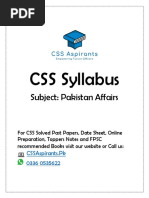 CSS Syllabus: Subject: Pakistan Affairs