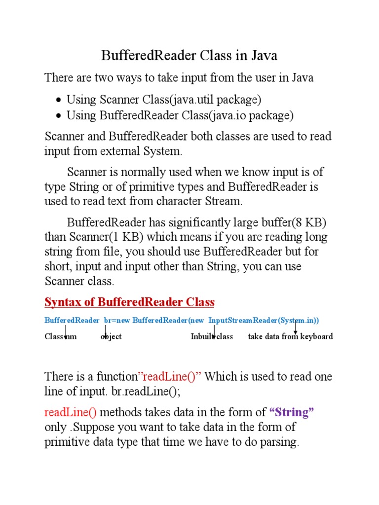 Bufferedreader Class Explain | Difference between buffered reader and ...