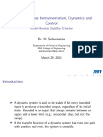 CH6605 Process Instrumentation, Dynamics and Control: Routh-Hurwitz Stability Criterion