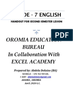 Grade - 7 English: Oromia Education Bureau in Collaboration With Excel Academy