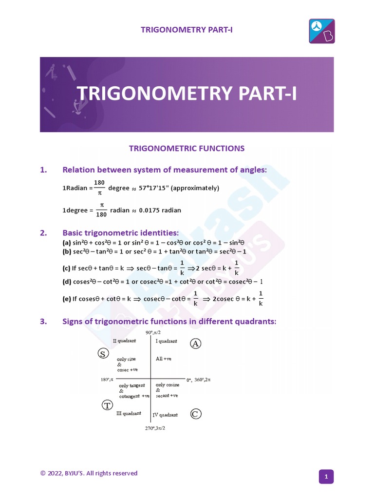 Trigonometric Functions and Identities | PDF | Trigonometric Functions ...