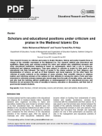 Scholars and Educational Positions Under Criticism and Praise in The Medieval Islamic Era