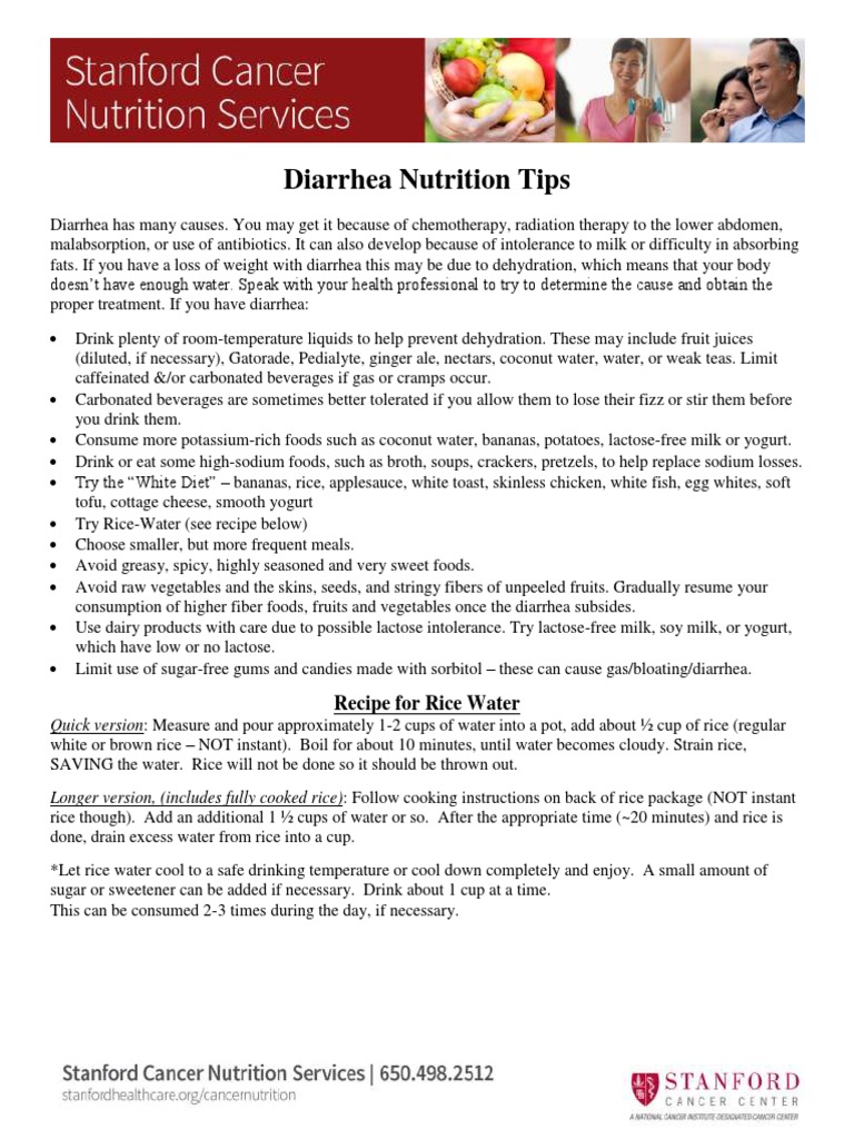 Diarrhea Nutrition Tips Recipe For Rice Water PDF Diarrhea Foods